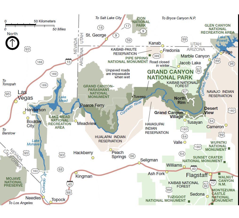 grand canyon travel map